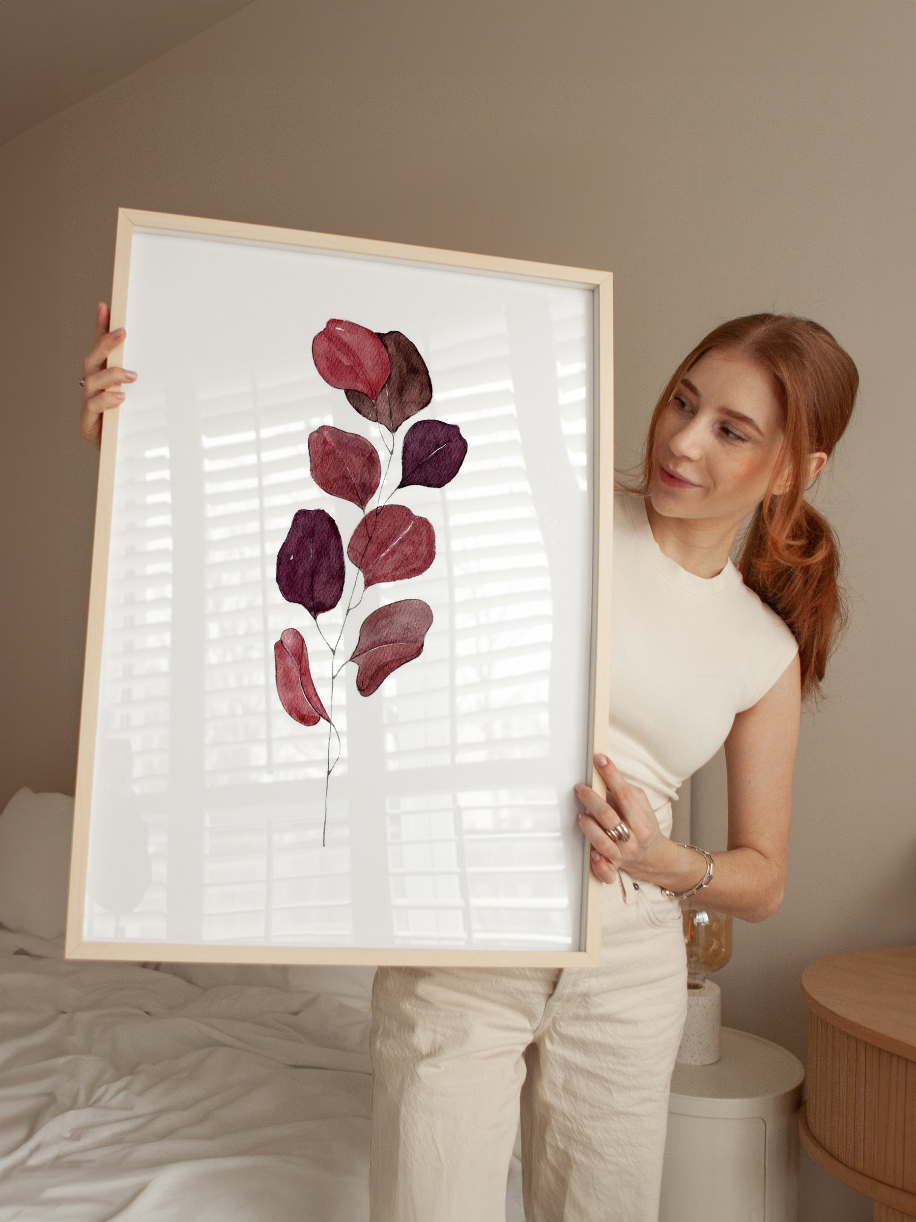 Red Watercolor Plant Poster
