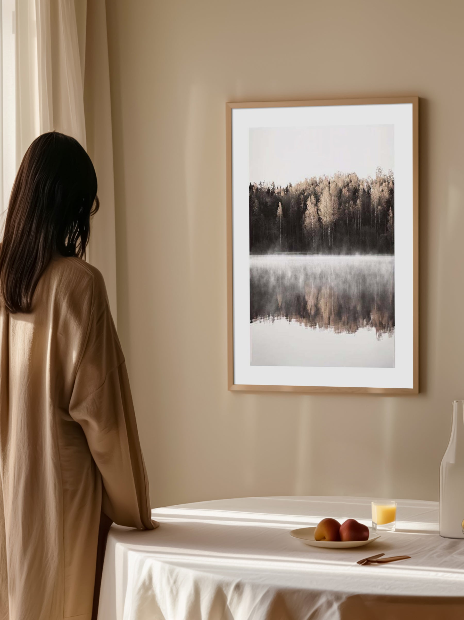 Misty Forest By The Lake Poster